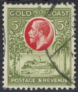 GOLD COAST 1928 KGV CASTLE 5/- USED