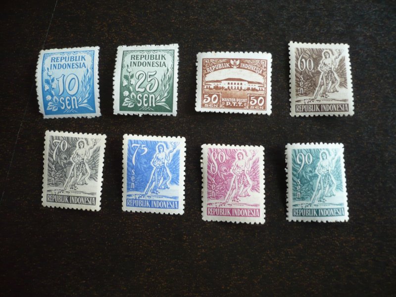 Stamps - Indonesia -Scott#373,376,381-386-Mint Never Hinged Part Set of 8 Stamps