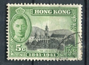 HONG KONG(stamp) 1941 early GVI Anniversary issue fine used Shade of 5c. value