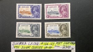 Sierra Leone 1935 Silver Jubilee Scott# 166-169 Mint VF-XF Light Hinge CPL set