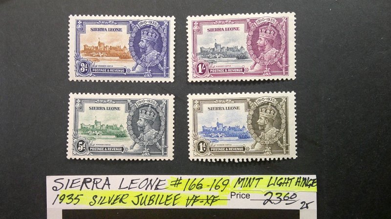 Sierra Leone 1935 Silver Jubilee Scott# 166-169 Mint VF-XF Light Hinge CPL set