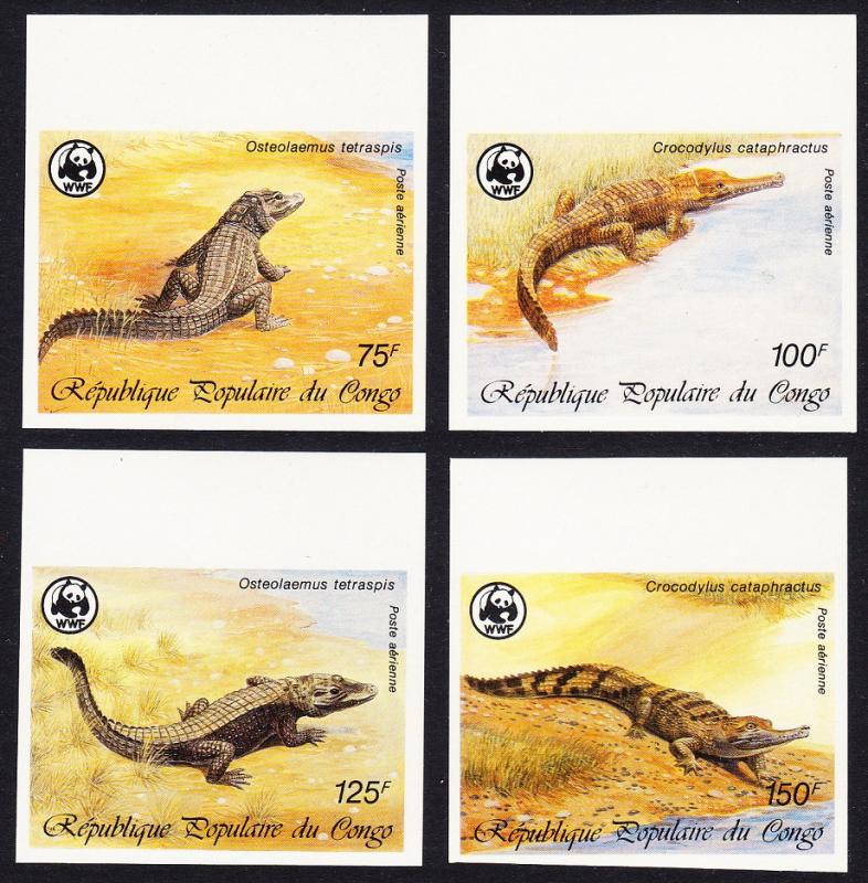 Congo WWF Crocodiles 4v imperf top margins SG#1058-1061 SC#C367-C370