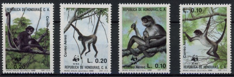 [Hip2201] Honduras 1990 WWF monkeys good set very fine MNH stamps