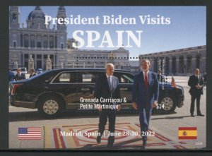 GRENADA GRENADINES  2023 PRESIDENT BIDEN VISITS SPAIN SOUVENIR SHEET MINT NH