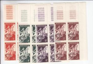 1954, Monaco: Sc #321-324, Block/4 W/Decorative Border, MNH (29189)