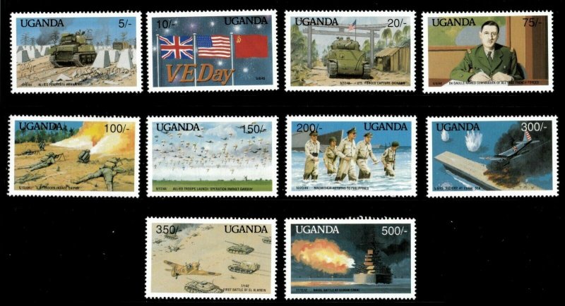 Uganda 1990 - WORLD WAR II - Set of 10 (Scott #767-76) - MNH