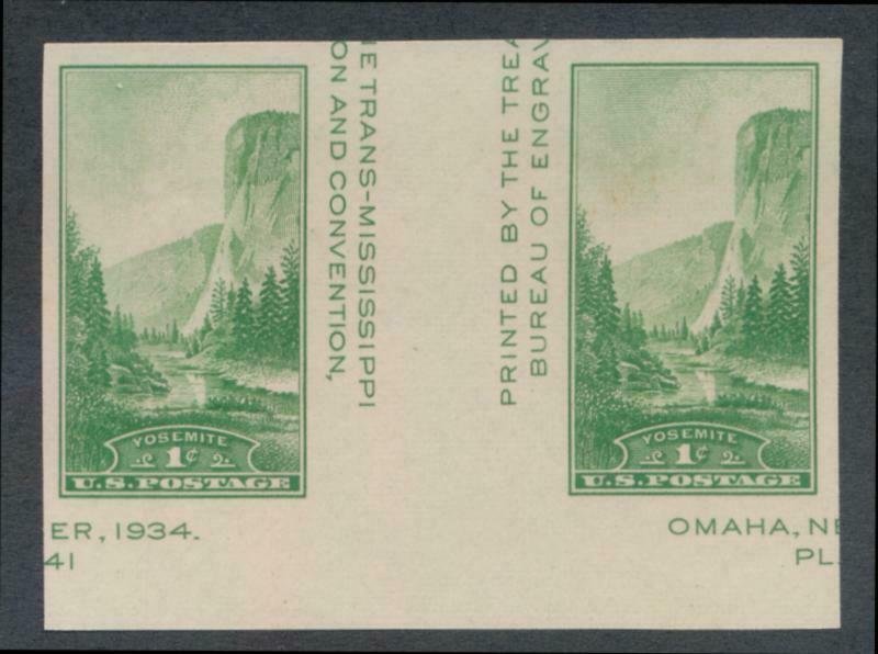 UNITED STATES 769 MINT VF NH HZTL. PAIR VT. GUTTER 1c PARKS NGAI