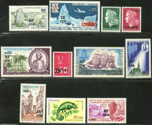 REUNION Sc#365-368, 370-376 1968-71 Eleven Complete Stamps OG Mint Hinged