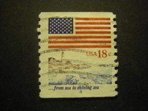 Scott 1891, 18 cent Flag, USED PNC Single, #2, Beauty