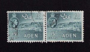 Aden 50a 15¢ Camel Transport, Grayish Green Stamp Pair USED 1959