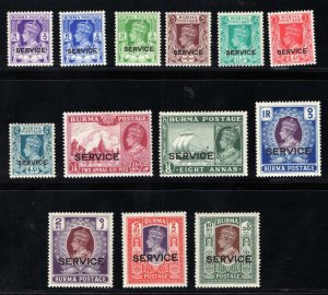 MOMEN: BURMA SG #O15-O27 1939 MINT OG NH £300++ LOT #67307