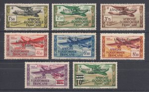 French Equatorial Africa Sc C9-C16 MLH. 1940-41 2-line black ovpts on Air Post