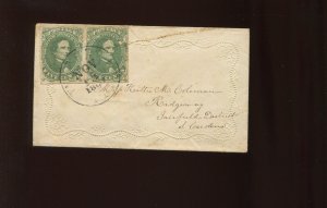 Confederate States 1 Pair on Ornate Ladies Cover Tudor Hall VA to SC (Bz 946)