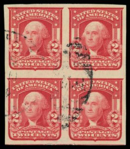 United States #320 Used  very fine  block of 4 Cat$88 1906, 2¢ carmine, type...