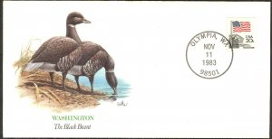 USA 1983 Waterbirds of States - Washington - The Black Brant Envelope Cancel
