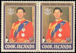 Cook Islands #679-680, Complete Set(2), Pairs, 1982, Royalty, Never Hinged