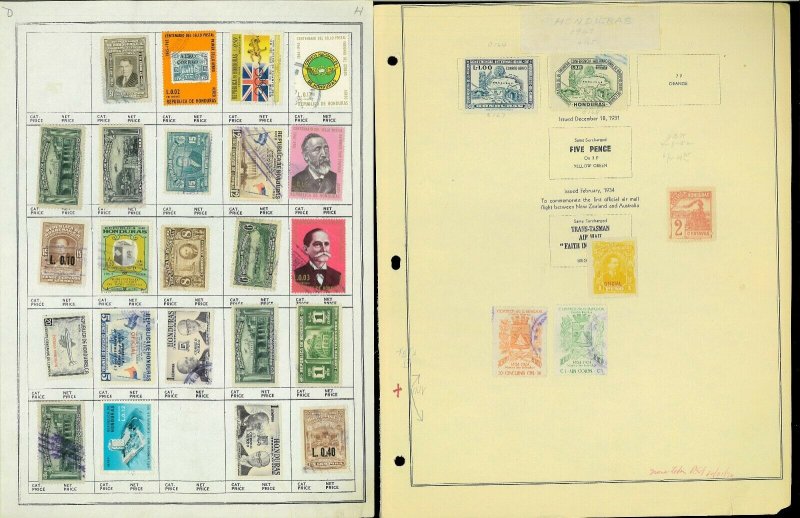 Honduras 1891-early 60's M & U on a Messy Mix of Remaindered Pages.