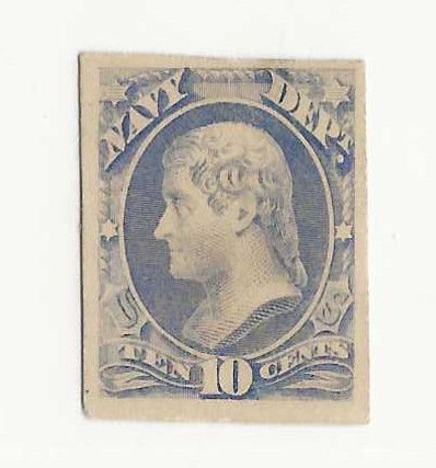 USA Sc #040  10c blue Navy Dept proof on thick card VF