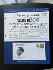 NY times Philatelic history of US panel: Nixon Resigns