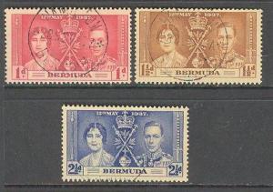 BERMUDA Sc# 115 - 117 USED F Set3 Queen Elizabeth & KGVI