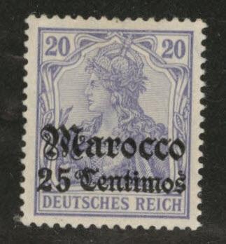 German office in Morocco Scott 36 MH* 1906 with small thin 