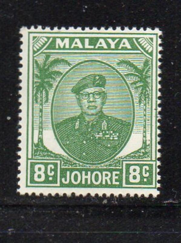 Malaya Johore Sc 137 1952 8c green Sultan Ibrahim stamp mint NH