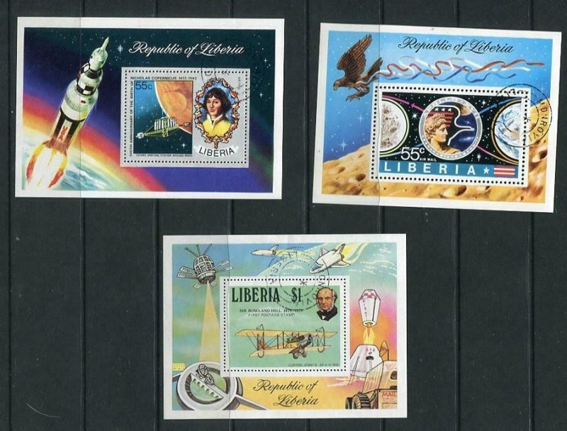 Liberia 7 Souvenir Sheets Used/CTO Space  5772 