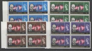 BRITISH ANTARCTIC TERR. SG16/9 1966 CHURCHILL BLOCKS OF 4 MTD MINT(2xMNH)