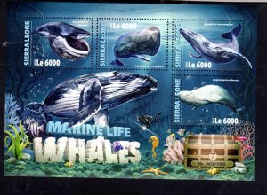 SIERRA LEONE #3671 2016 WHALES MINT VF NH O.G M/S4