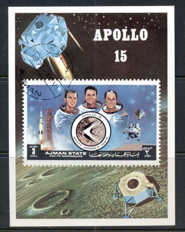 Ajman 1972 Mi#MS345 Apollo 15 Future Projects, Crew MS CTO