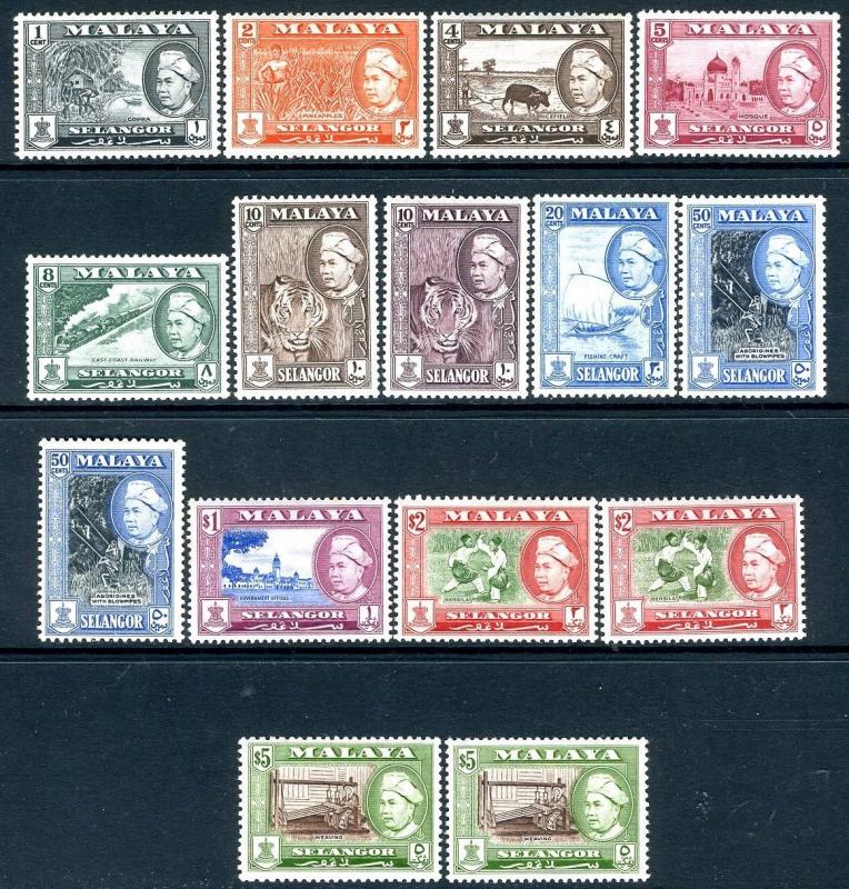 MALAYA (SELANGOR)-1957-61 Set to $5 Including all add. listed perf varieities 