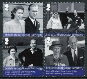 BIOT Royalty Stamps 2017 MNH Queen Elizabeth II Philip Platinum Wedding 4v Set