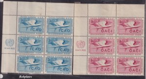 BOBPLATES UN #31-2 International Civil Aviation Set Inscription Blocks of 6