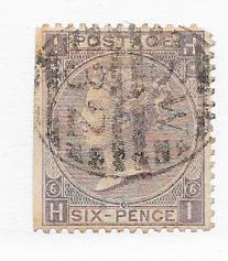 GB #50  6p dull violet plate #6  Queen Victoria (U) CV $92.50