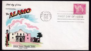 1956 The Alamo Texas 9c Sc 1043 FDC LIberty Issue with Fluegel cachet (WP