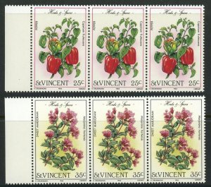 St. Vincent #829-832 Herbs and Spices Flowers Plants Postage Stamps 1985 Mint NH