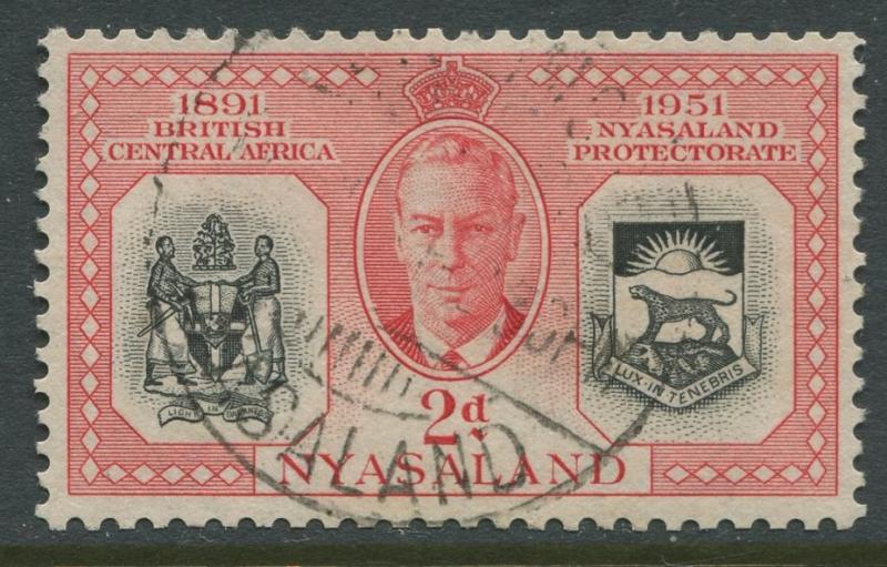 Nyasaland - Scott 91 - General Issue. -1951 - FU - Single 2p Stamp