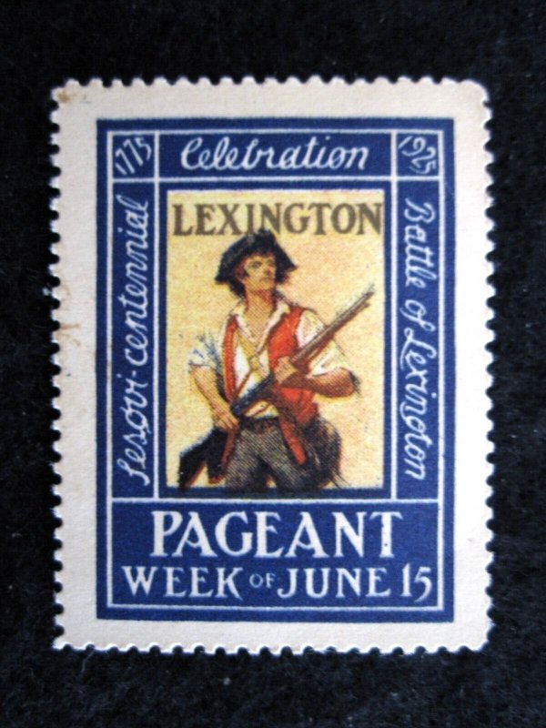 US - 150th ANNIVERSARY CELEBRATION PAGEANT - LEXINGTON - POSTER STAMP - ca 1925