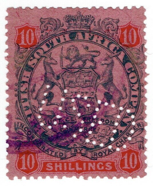 I.B Rhodesia/BSAC Revenue : Duty Stamp 10/- 1896