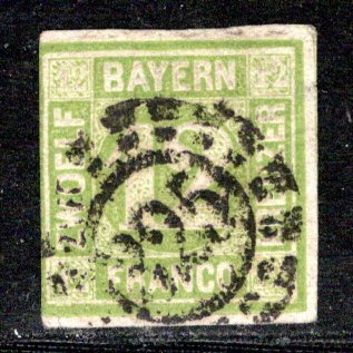 German States Bavaria Scott # 13, used