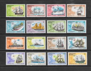 CHRISTMAS ISLAND #39-54  SHIPS  MNH