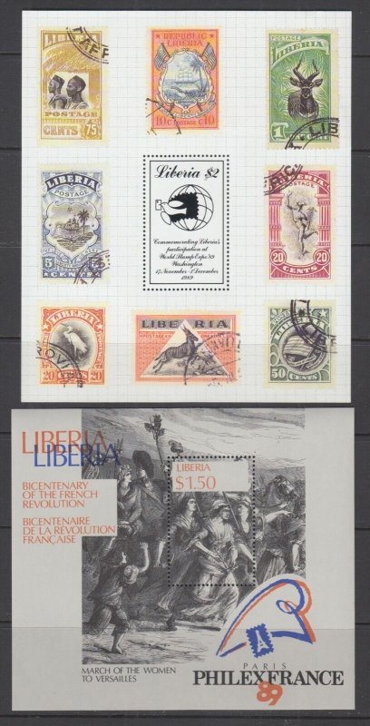 Liberia Sc 1054/1147 MNH. 1987-1991 Souvenir Sheets, 10 different, VF