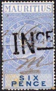 Mauritius BF7 6d Blue and Blue Insurance Opt INCE (Toned)