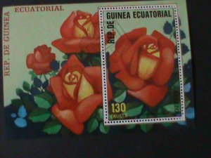 EQUATORIAL GUINEA-1975 COLORFUL LOVELY OLD ROSES CTO-S/S VF-FANCY CANCEL