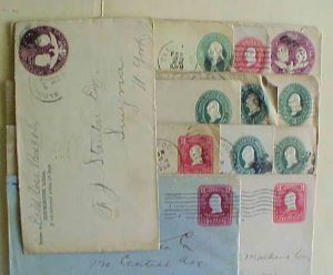 US ENTIRES ADS on 12 COVERS 1880's-1907 TEN WITH BACKSTAMPS