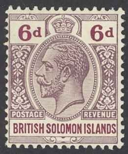 Solomon Islands Sc# 35 MH 1914-1923 6p KGV Inscribed Postage-Revenue