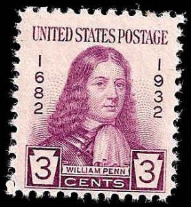 # 724 MINT HINGED VIOLET WILLIAM PENN