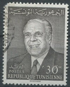 Tunisia Sc#445 Used, 30m blk, National Day (1964)