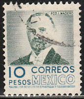 MEXICO 884a, $10Pesos 1950 Definitive 2nd Printing wmk 300. USED. F-VF. (1415)