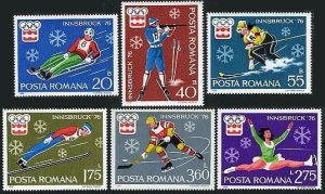 Romania 2596-2601, MNH-. Mi 3312-3317. Olympics Innsbruck-1976 Luge, Biathlon,